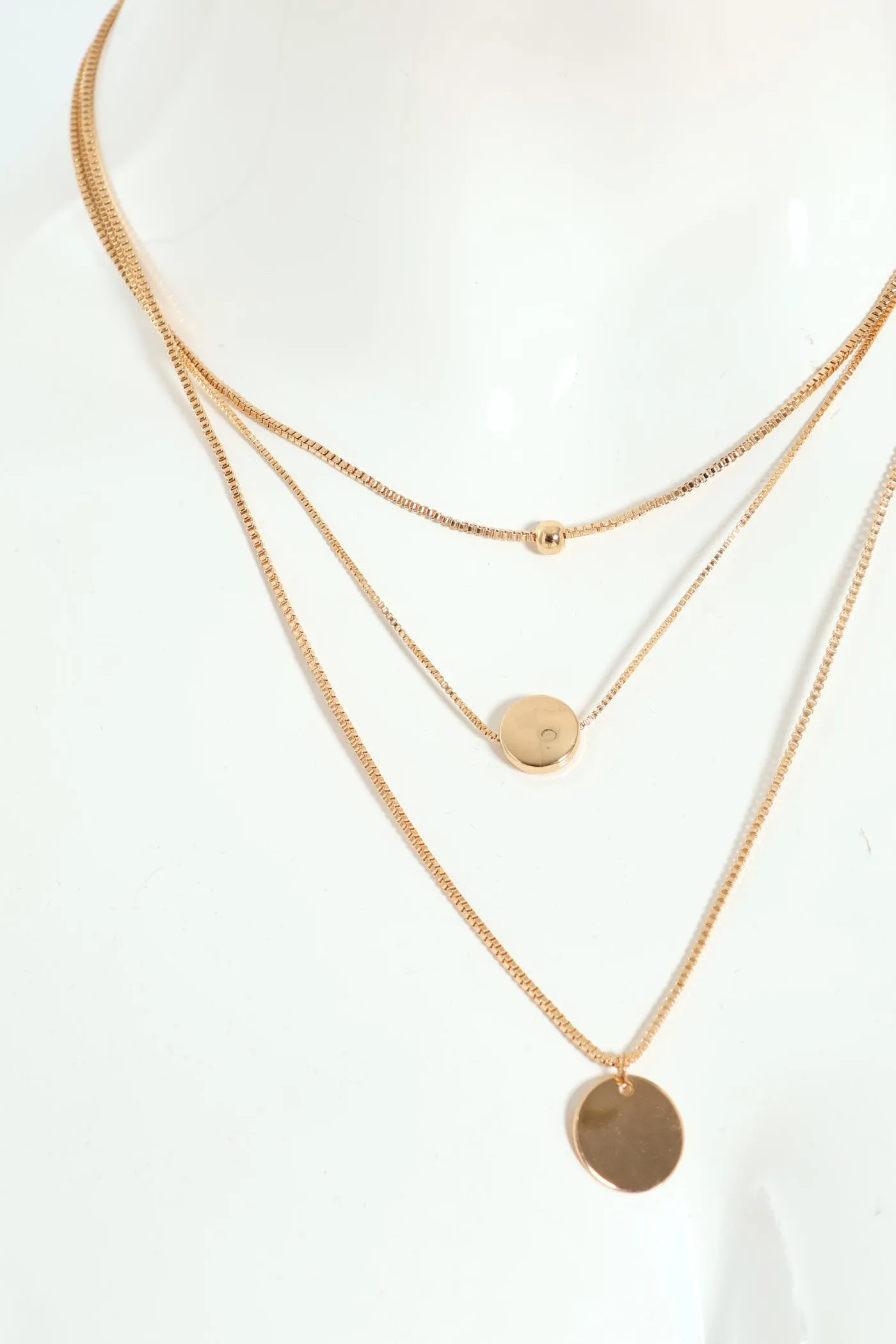 3 Layer Disc Necklace - Gold