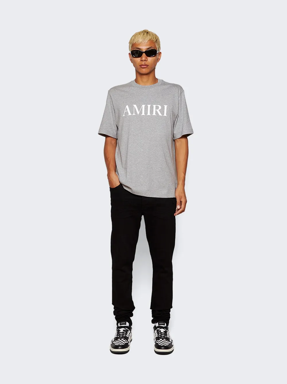 Amiri   Checkered Skel Top Low Sneakers Black And White 