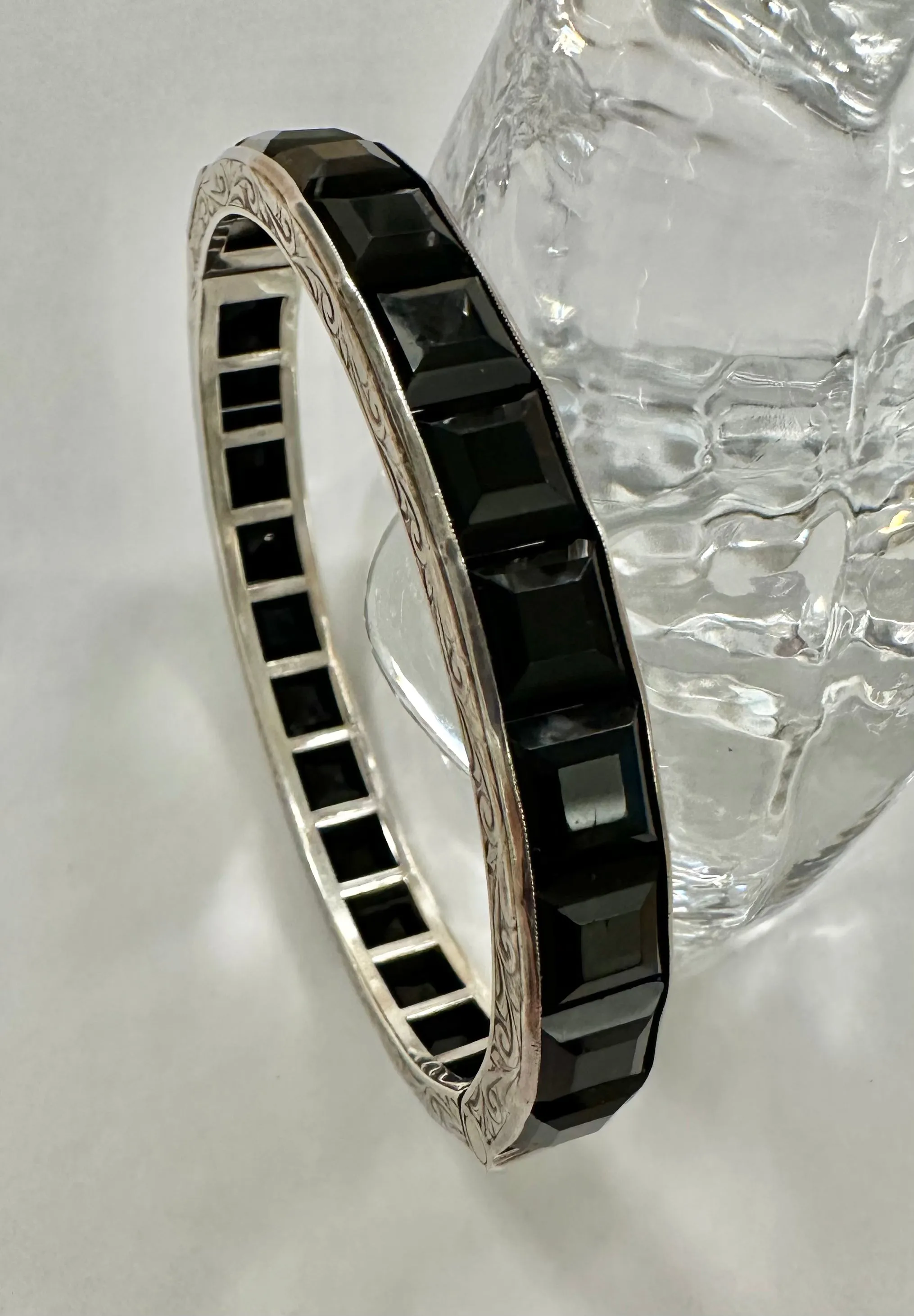 Art Deco Sterling and Paste Bangle