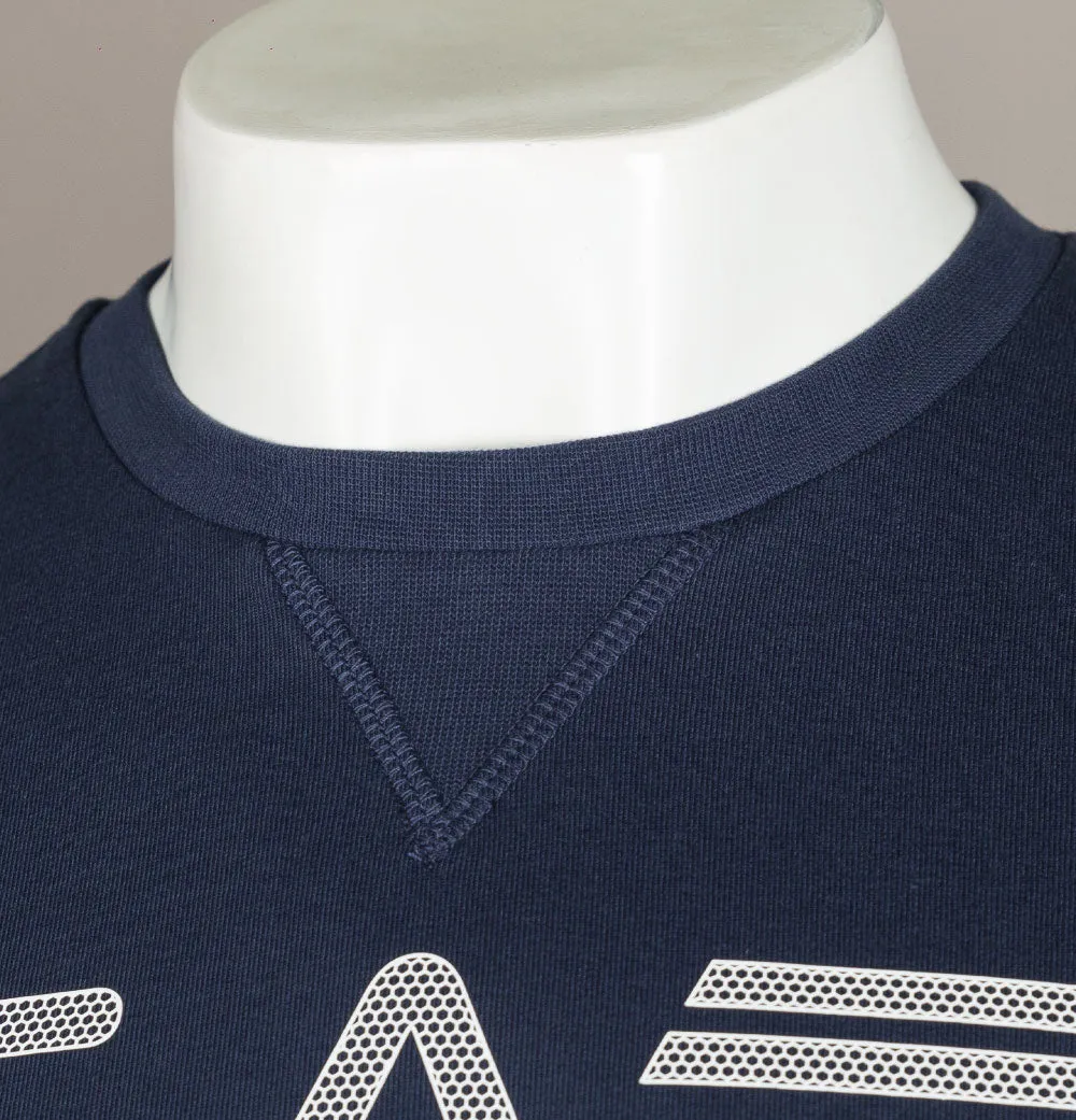 EA7 Rubberised Textured Logo Sweatshirt Navy Blue