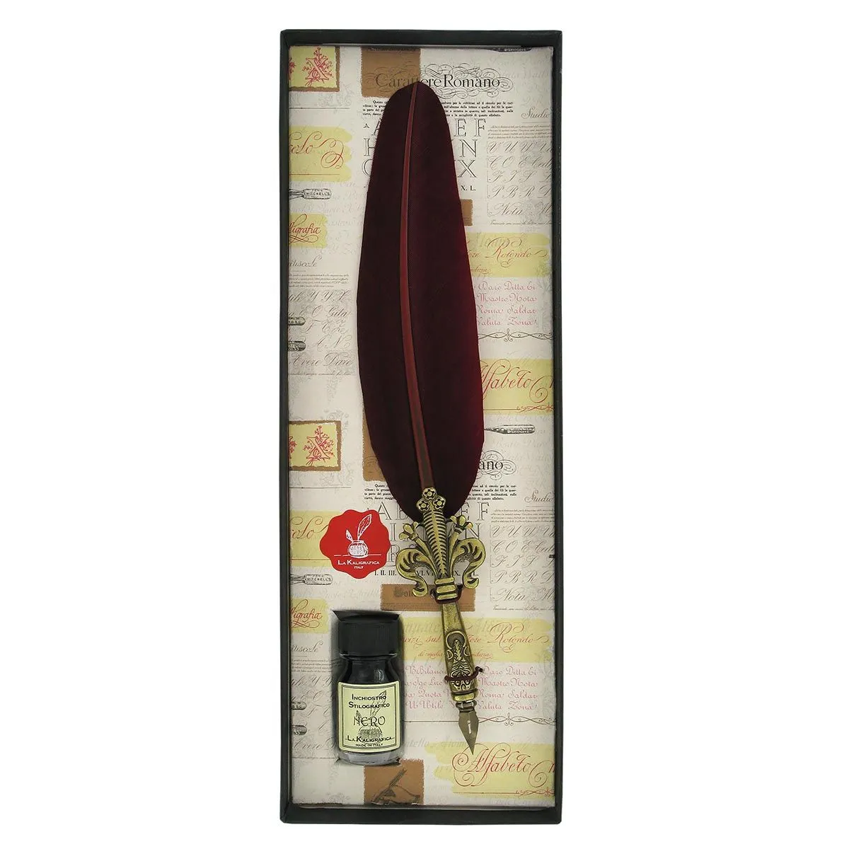 Fleur-de-Lys Feather Pen and Ink Set