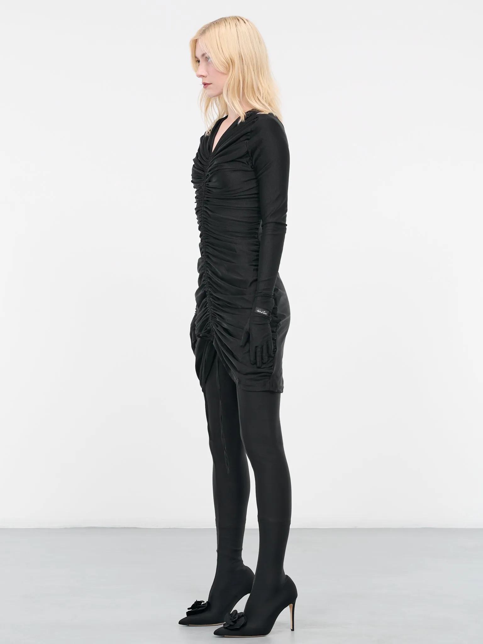 Gloved Ruched Dress (22A-BLACK-LYCRA)