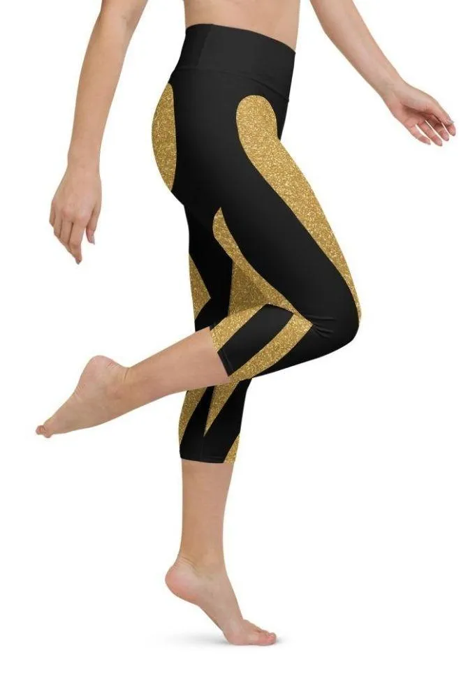 Gold Heart Shaped Yoga Capris