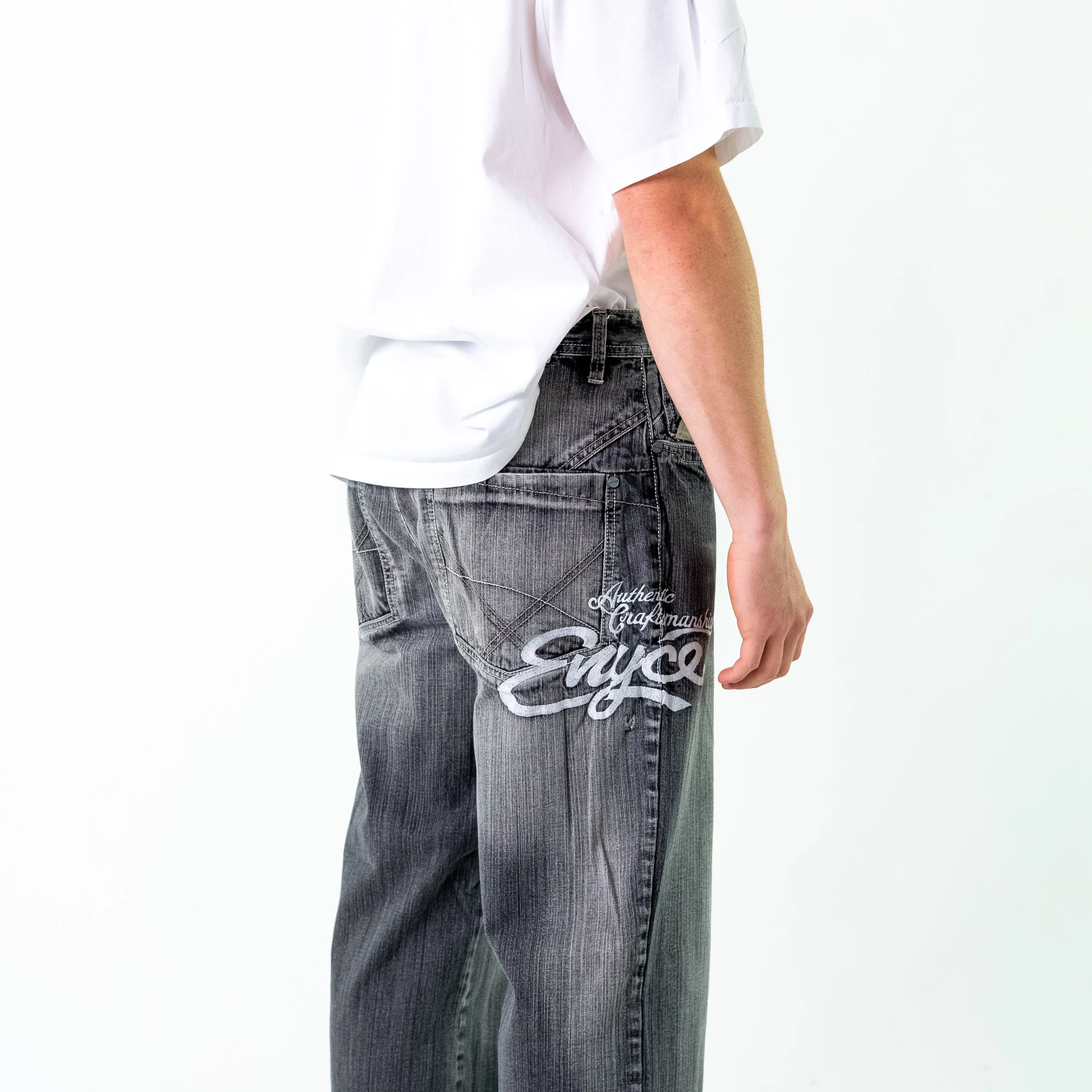 Grey 90s Enyce Denim Hip Hop Jeans Baggy Pants (32x30)