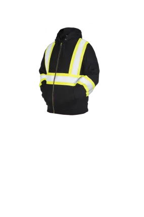 Hi-Viz Black FR Full Zip Hoodie | Detachable Hood | Protecting U