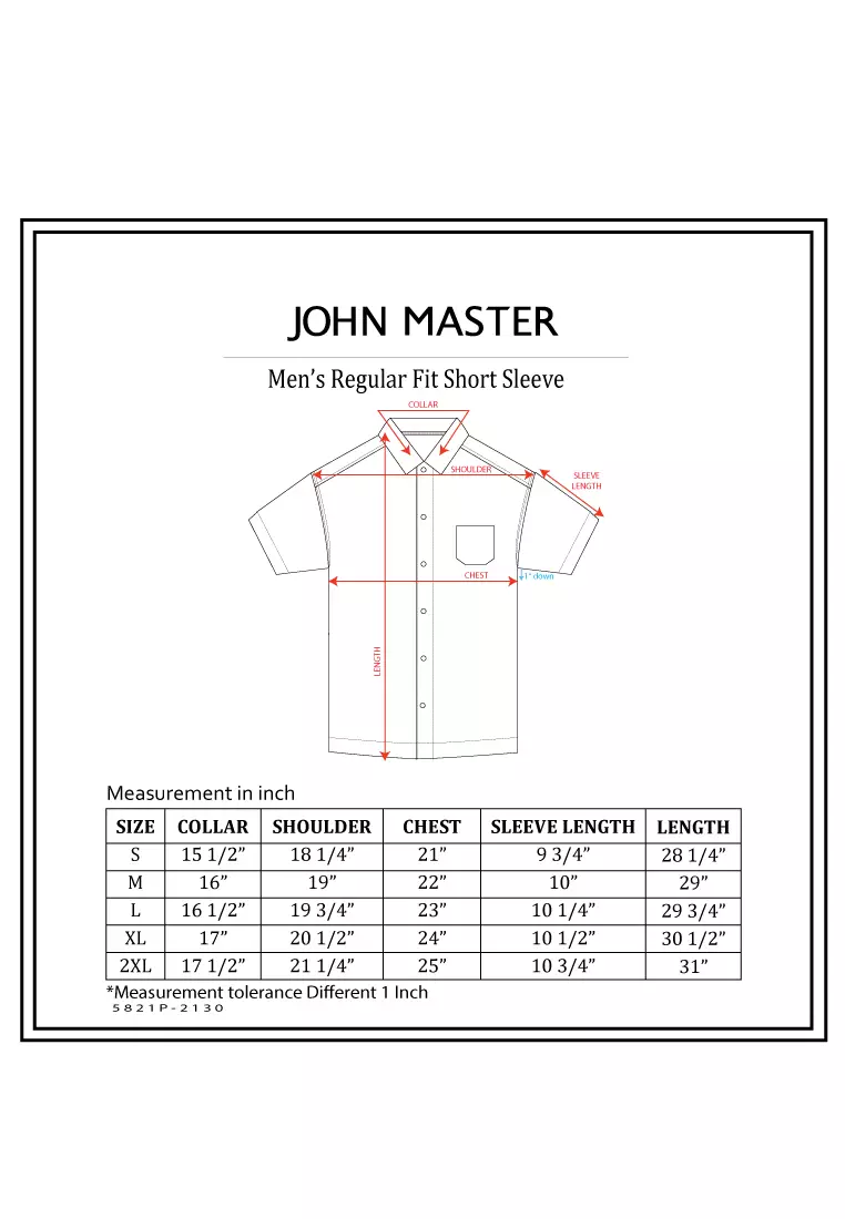 JOHN MASTER John Master - Men’s Tapered Fit Short Sleeve 5521P-2196