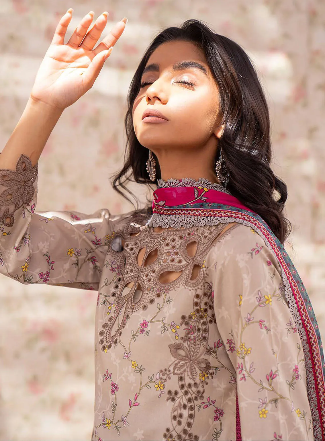 Lamhay By Bin Ilyas Luxury Embroidered Lawn 3 Piece Unstitched Suit BI24LLEL D-105