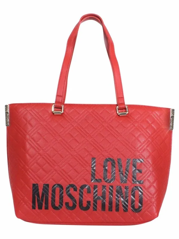 Love Moschino Women's Logo Tote Handbag Quilted Black JC4229PP0BKE0