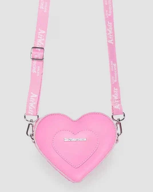 Mini Heart Shaped Pink Leather Bag By Dr. Martens
