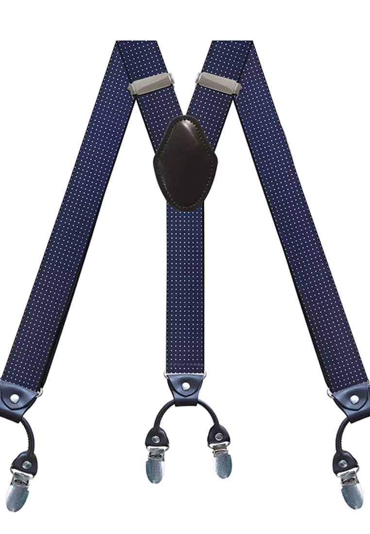Mooclife Men's Adjustable Elastic 6 Clips Suspenders