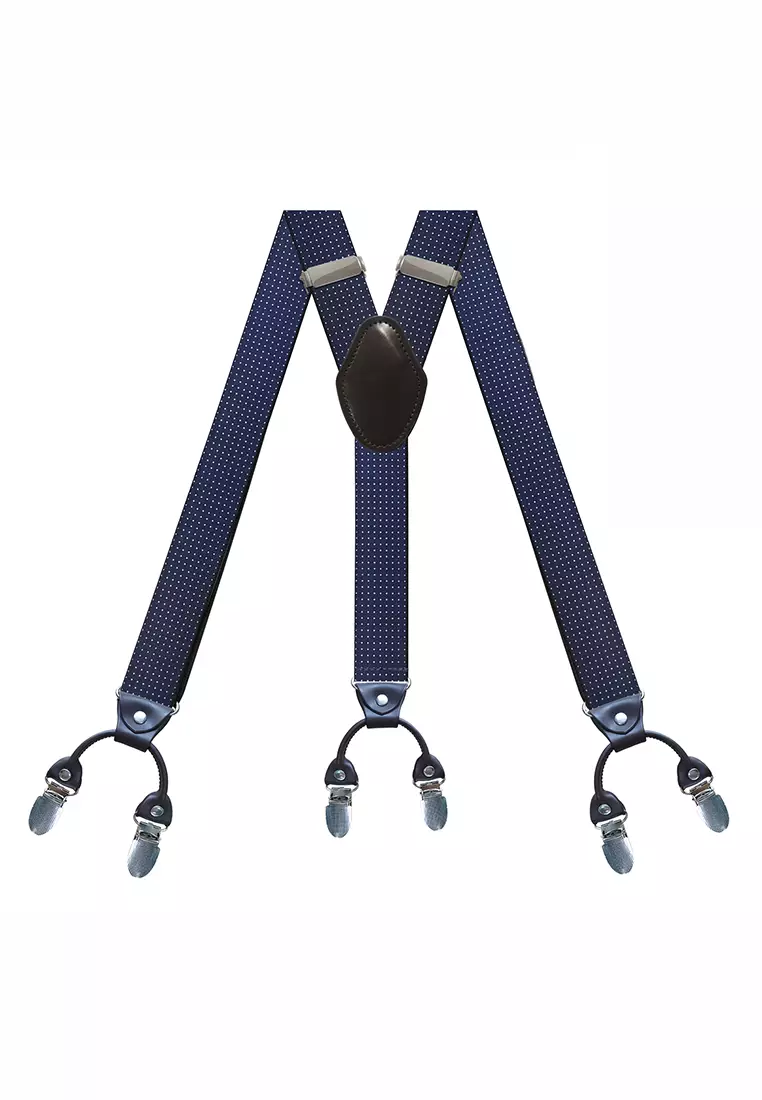 Mooclife Men's Adjustable Elastic 6 Clips Suspenders
