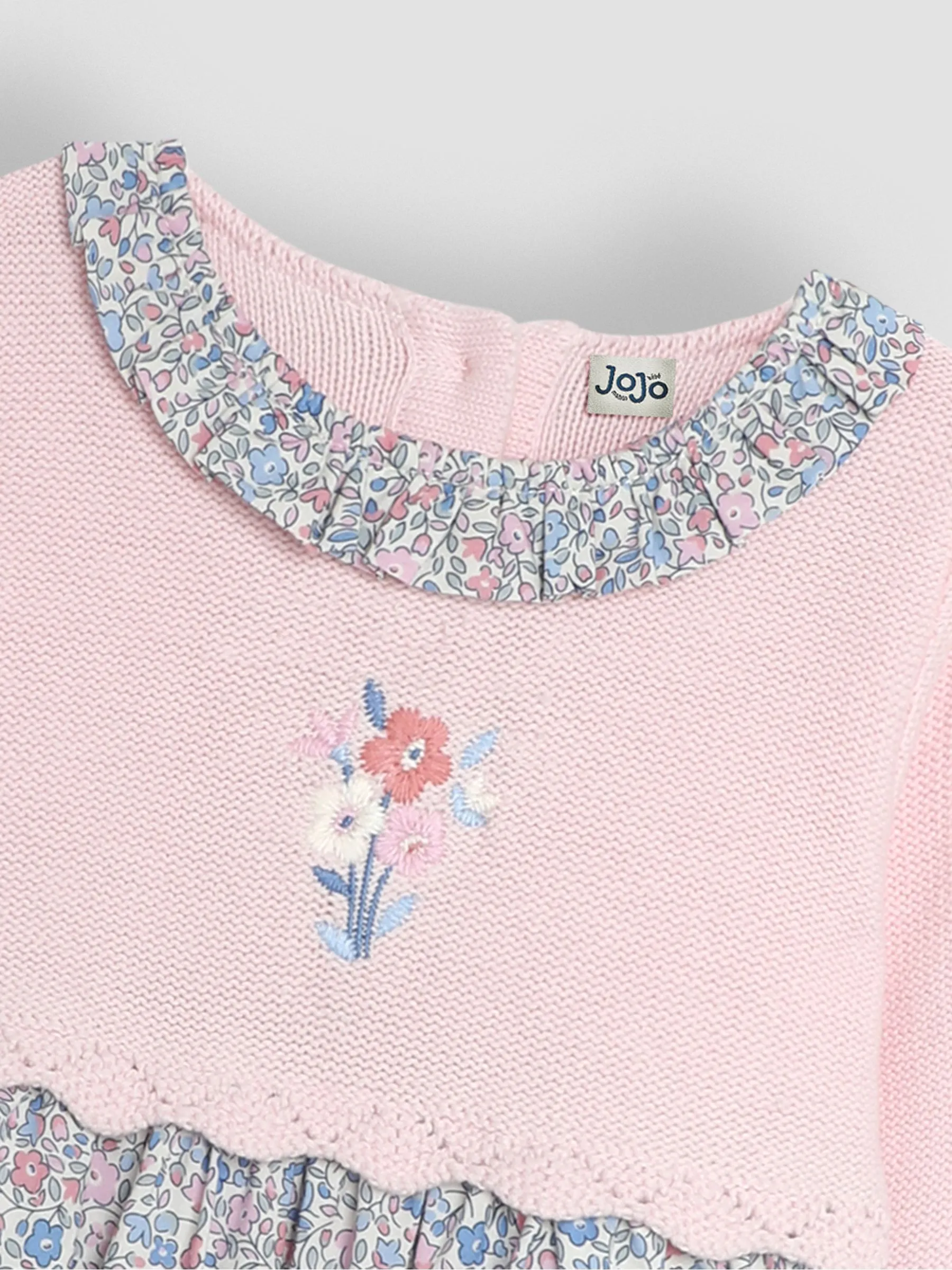 Pink Floral Collar Knitted Dress
