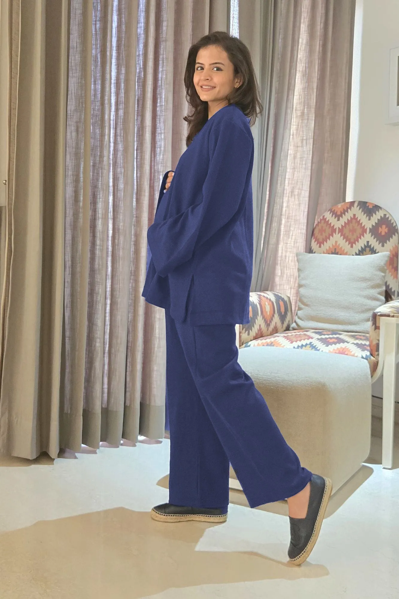 Ribbed Blue Maternity Stretchable Coord Set (2 pc)