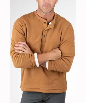 Tailor Vintage Airotec Waffle Henley With Sherpa Lining In Tan