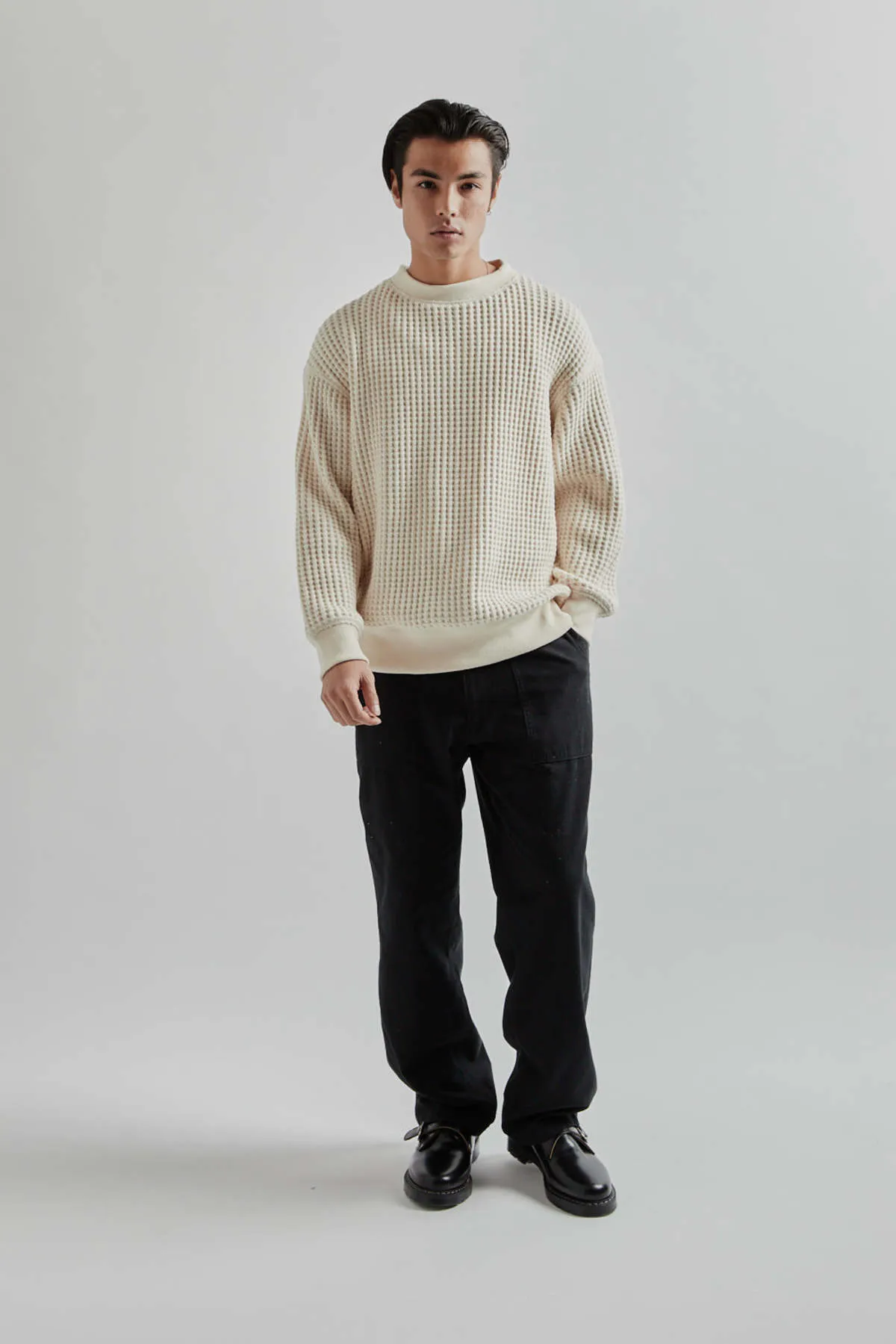 Waffle Crewneck - White