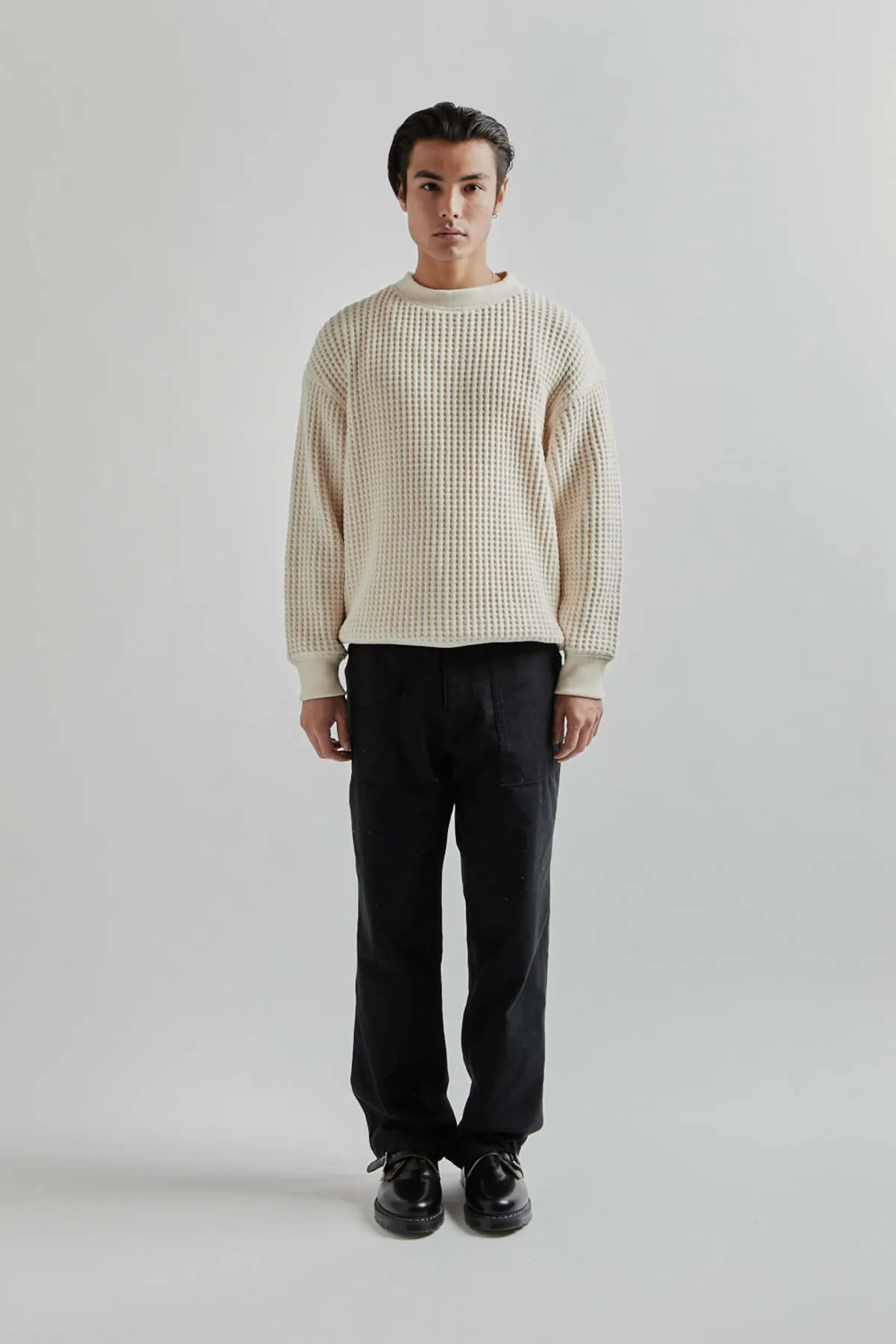 Waffle Crewneck - White