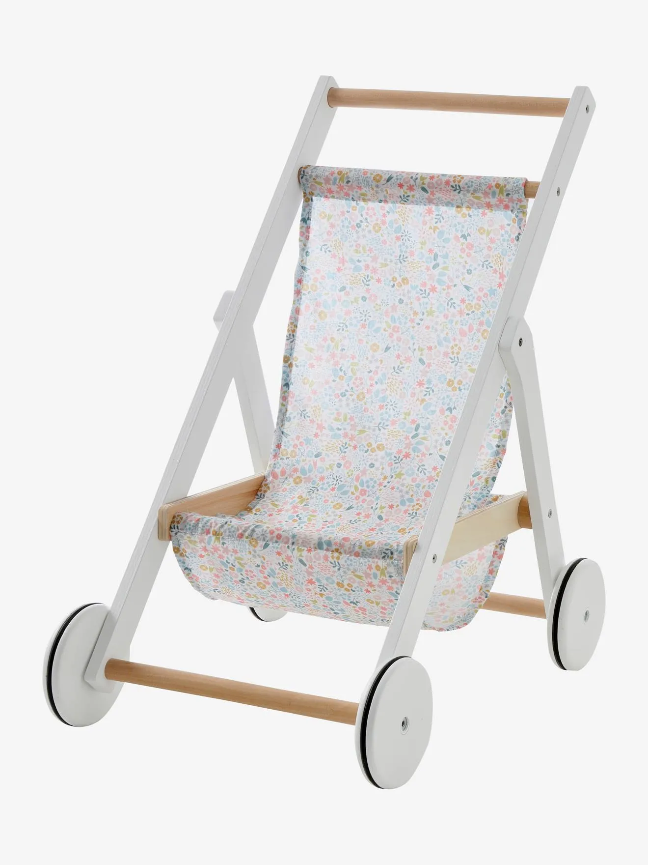 Wooden Pushchair for Dolls - Wood FSC® Certified - wood/white